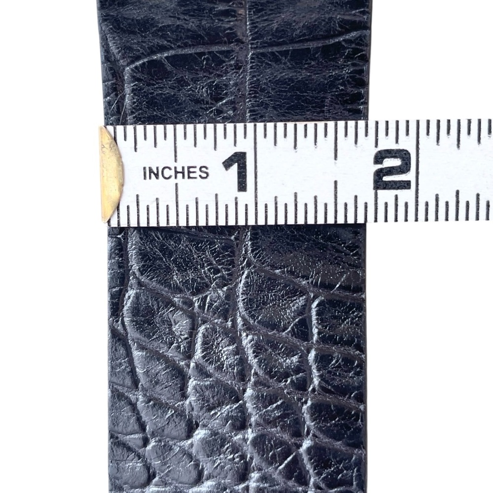 Italian Leather Black Croc-Embossed Wide Waist Oversized Belt Maximalist XS - Picture 10 of 14